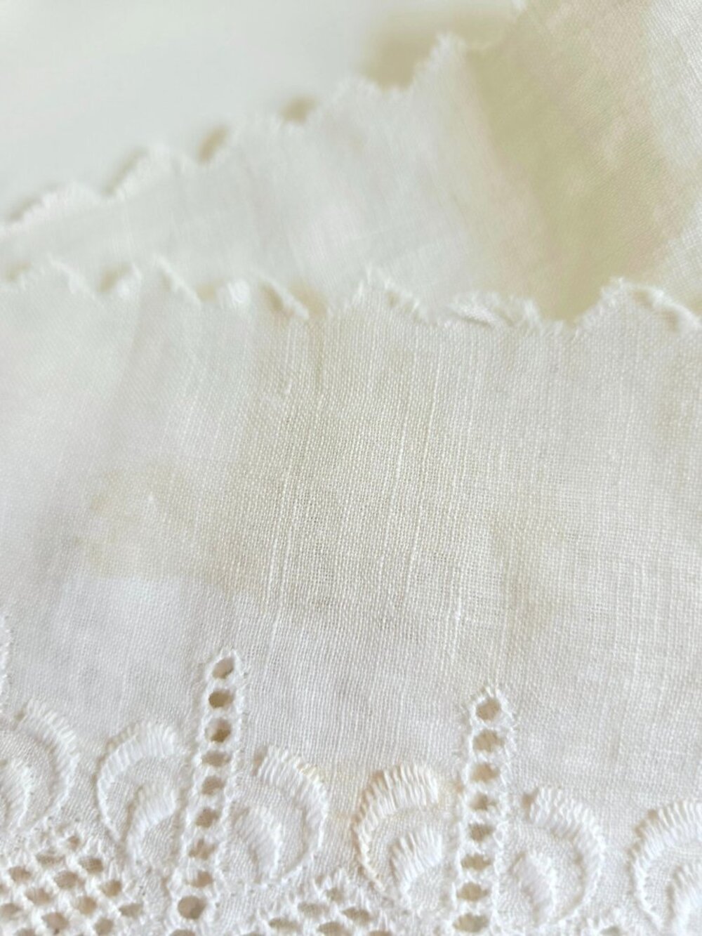 Vintage White Eyelet Lace Trim 3-Inch Wide Scalloped Cotton Fabric Edging - Picture 11 of 11